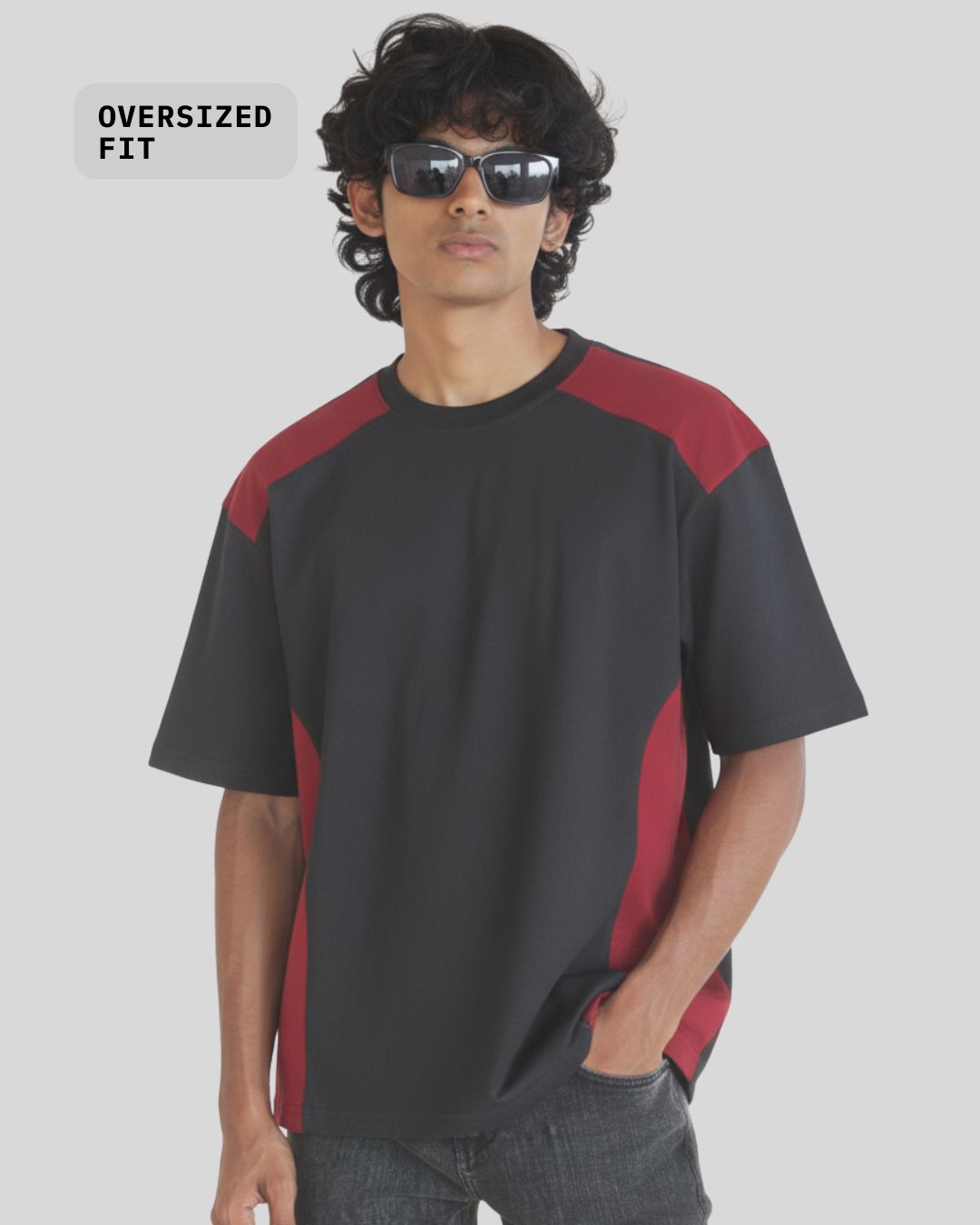 BLAQMOON COLOUR BLOCK RAGLAN T SHIRT - BLACK