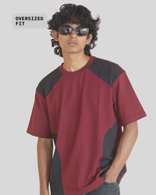 BLAQMOON COLOUR BLOCK RAGLAN T SHIRT - RED