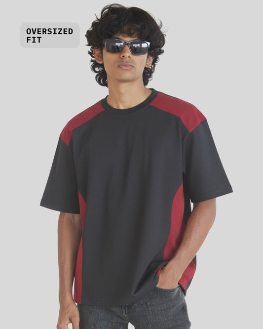 BLAQMOON COLOUR BLOCK RAGLAN T SHIRT - BLACK